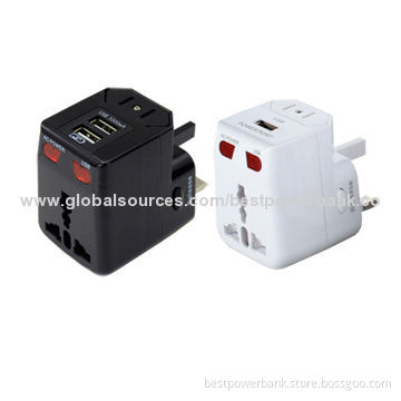 New Brand CE/RoHS/FCC/SGS 2 USB Ports Multi Nation Universal Power Adapters, UK/US/AU/EU Multi-plug